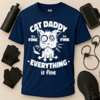 Cat Daddy Funny Black Cat Father's Day It's Fine I'm Fine Cooling Performance Crew T-Shirt