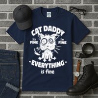 Cat Daddy Funny Black Cat Father's Day It's Fine I'm Fine Tall T-Shirt