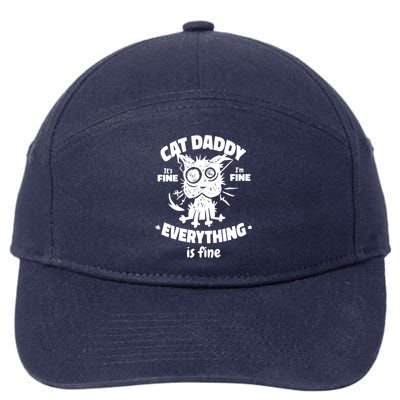 Cat Daddy Funny Black Cat Father's Day It's Fine I'm Fine 7-Panel Snapback Hat