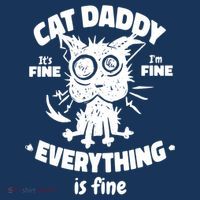 Cat Daddy Funny Black Cat Father's Day It's Fine I'm Fine Flatbill Hat