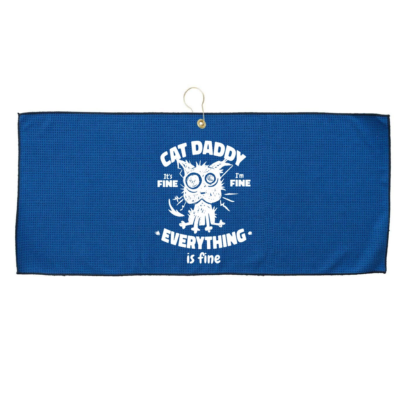 Cat Daddy Funny Black Cat Father's Day It's Fine I'm Fine Large Microfiber Waffle Golf Towel