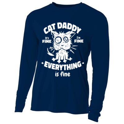 Cat Daddy Funny Black Cat Father's Day It's Fine I'm Fine Cooling Performance Long Sleeve Crew