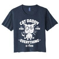 Cat Daddy Funny Black Cat Father's Day It's Fine I'm Fine Crop Top