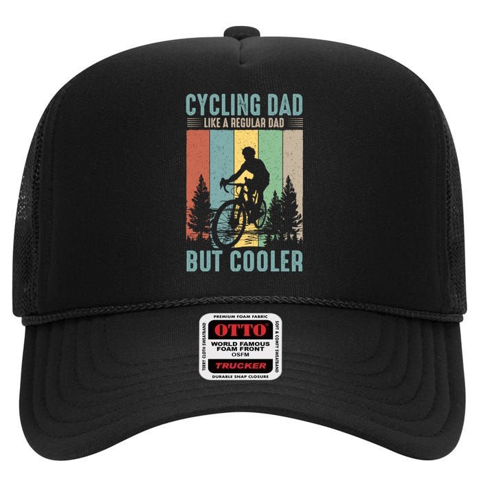 Cycling Dad Father's Day Funny Vintage High Crown Mesh Back Trucker Hat