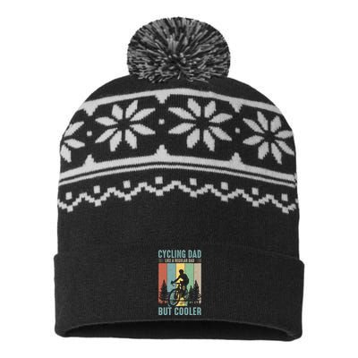 Cycling Dad Father's Day Funny Vintage USA-Made Snowflake Beanie