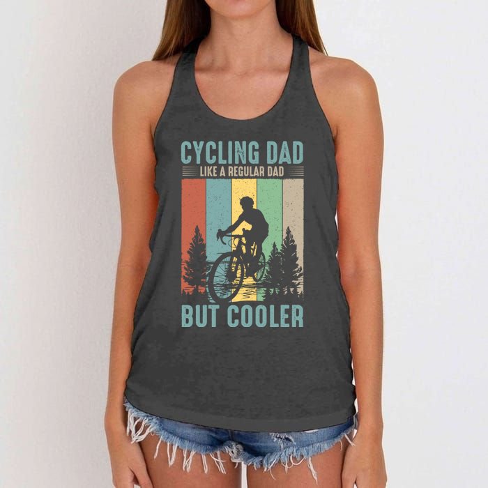 Cycling Dad Father's Day Funny Vintage Women's Knotted Racerback Tank