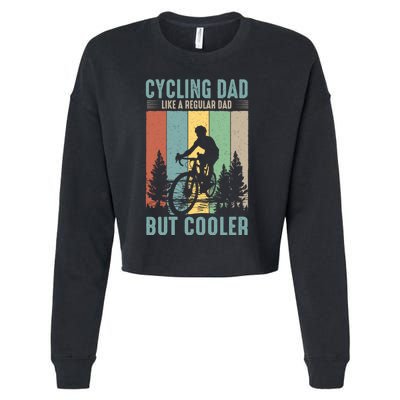 Cycling Dad Father's Day Funny Vintage Cropped Pullover Crew