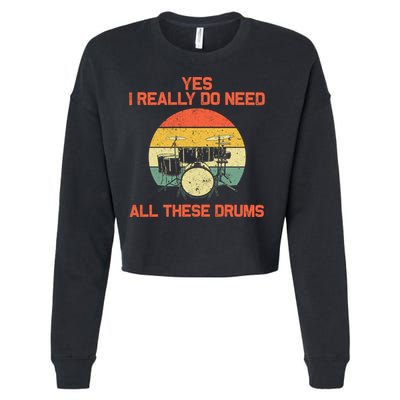 Cool Drumming Gifts Drummer Accessories & Stuff Cropped Pullover Crew