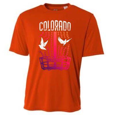 Colorado Disc Golf Player Breaking Chains Birdie Gift Cooling Performance Crew T-Shirt