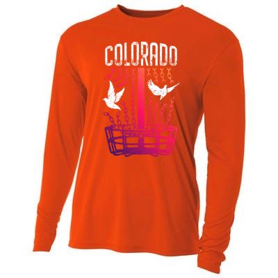 Colorado Disc Golf Player Breaking Chains Birdie Gift Cooling Performance Long Sleeve Crew