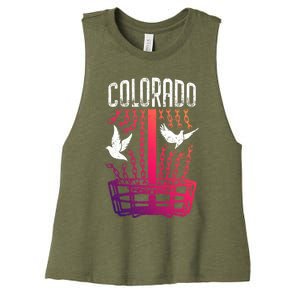 Colorado Disc Golf Player Breaking Chains Birdie Gift Women's Racerback Cropped Tank