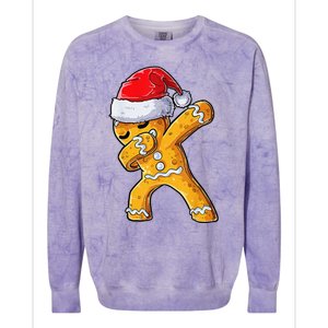 Christmas Dabbing Gingerbread Cookie Santa Hat Cute Xmas Colorblast Crewneck Sweatshirt