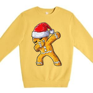 Christmas Dabbing Gingerbread Cookie Santa Hat Cute Xmas Premium Crewneck Sweatshirt