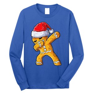 Christmas Dabbing Gingerbread Cookie Santa Hat Cute Xmas Long Sleeve Shirt