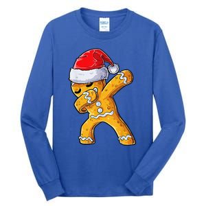 Christmas Dabbing Gingerbread Cookie Santa Hat Cute Xmas Tall Long Sleeve T-Shirt