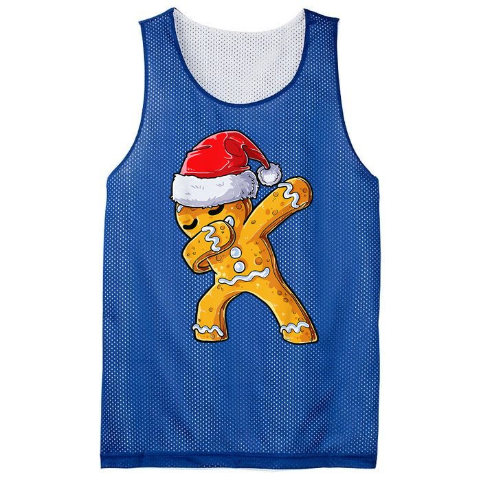 Christmas Dabbing Gingerbread Cookie Santa Hat Cute Xmas Mesh Reversible Basketball Jersey Tank