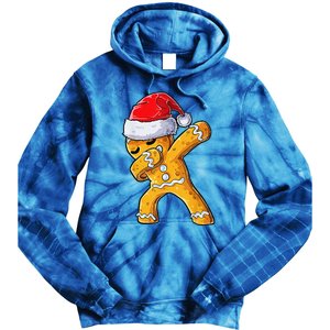 Christmas Dabbing Gingerbread Cookie Santa Hat Cute Xmas Tie Dye Hoodie