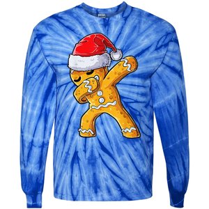 Christmas Dabbing Gingerbread Cookie Santa Hat Cute Xmas Tie-Dye Long Sleeve Shirt