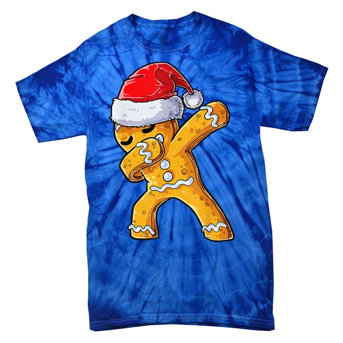 Christmas Dabbing Gingerbread Cookie Santa Hat Cute Xmas Tie-Dye T-Shirt