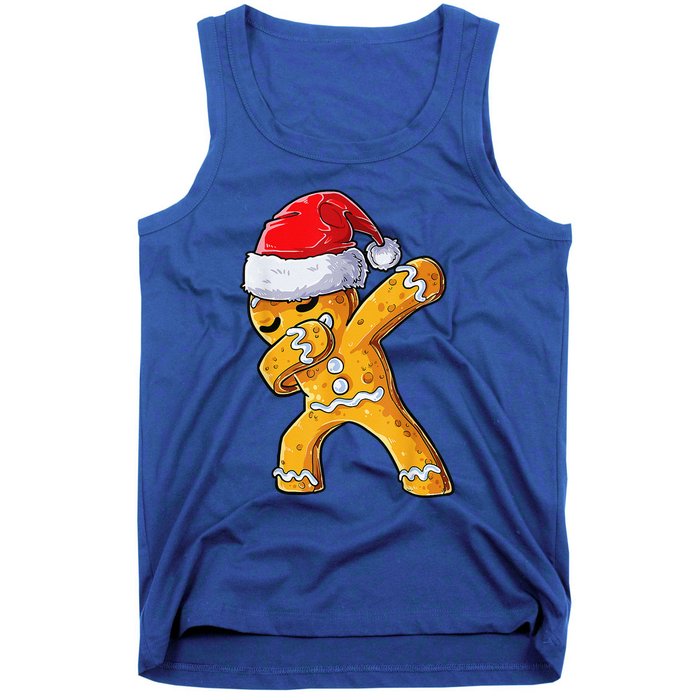 Christmas Dabbing Gingerbread Cookie Santa Hat Cute Xmas Tank Top