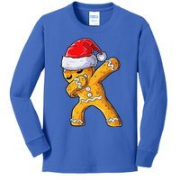 Christmas Dabbing Gingerbread Cookie Santa Hat Cute Xmas Kids Long Sleeve Shirt