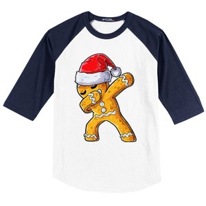 Christmas Dabbing Gingerbread Cookie Santa Hat Cute Xmas Baseball Sleeve Shirt