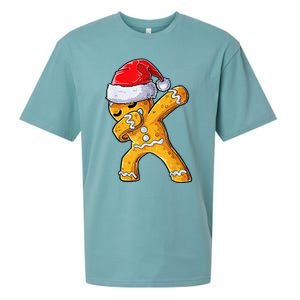 Christmas Dabbing Gingerbread Cookie Santa Hat Cute Xmas Sueded Cloud Jersey T-Shirt