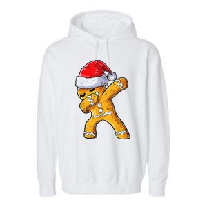 Christmas Dabbing Gingerbread Cookie Santa Hat Cute Xmas Garment-Dyed Fleece Hoodie