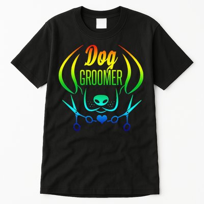 Cute Dog Groomer Rainbow Women Dog Grooming Tall T-Shirt