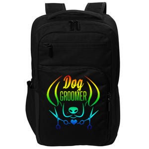 Cute Dog Groomer Rainbow Women Dog Grooming Impact Tech Backpack