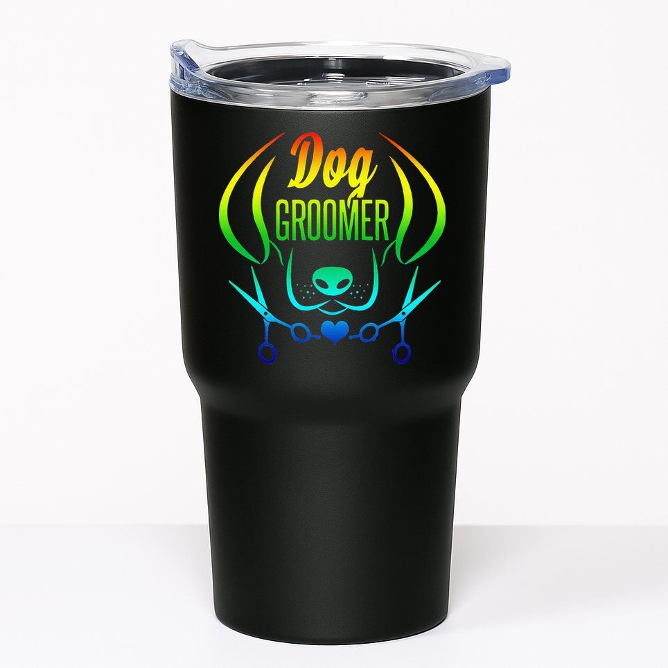 Cute Dog Groomer Rainbow Women Dog Grooming Tumbler