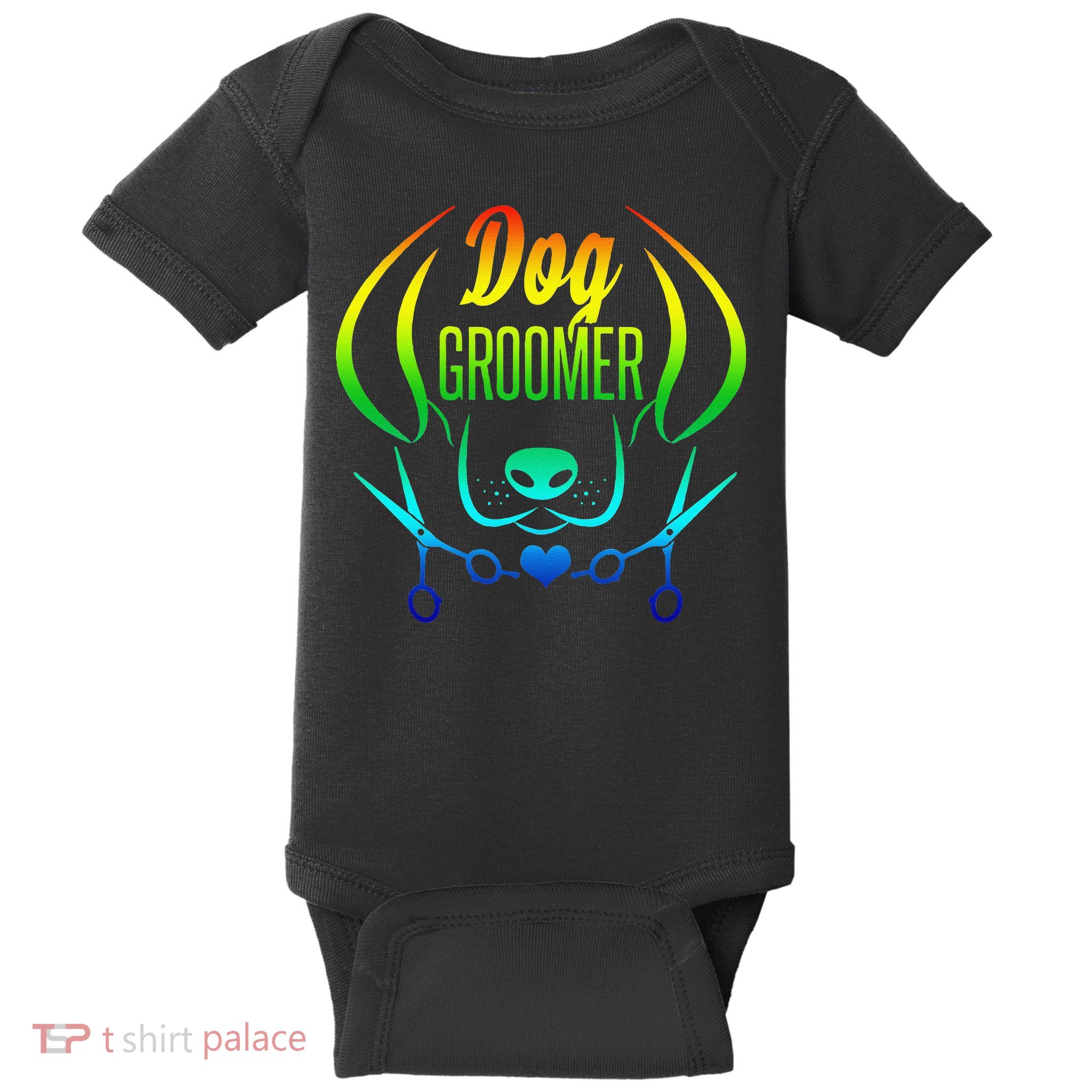 Cute Dog Groomer Rainbow Women Dog Grooming Baby Bodysuit