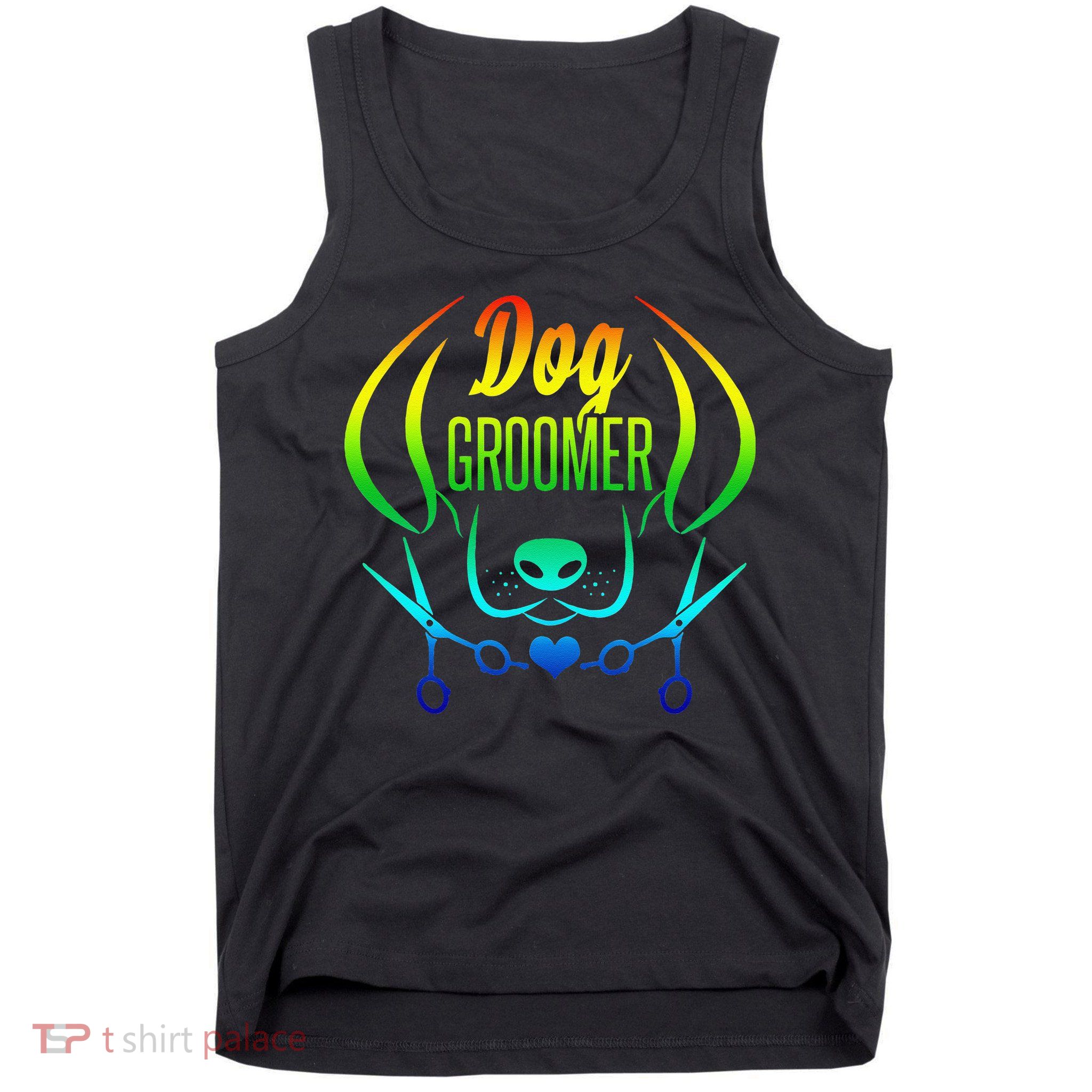 Cute Dog Groomer Rainbow Women Dog Grooming Tank Top
