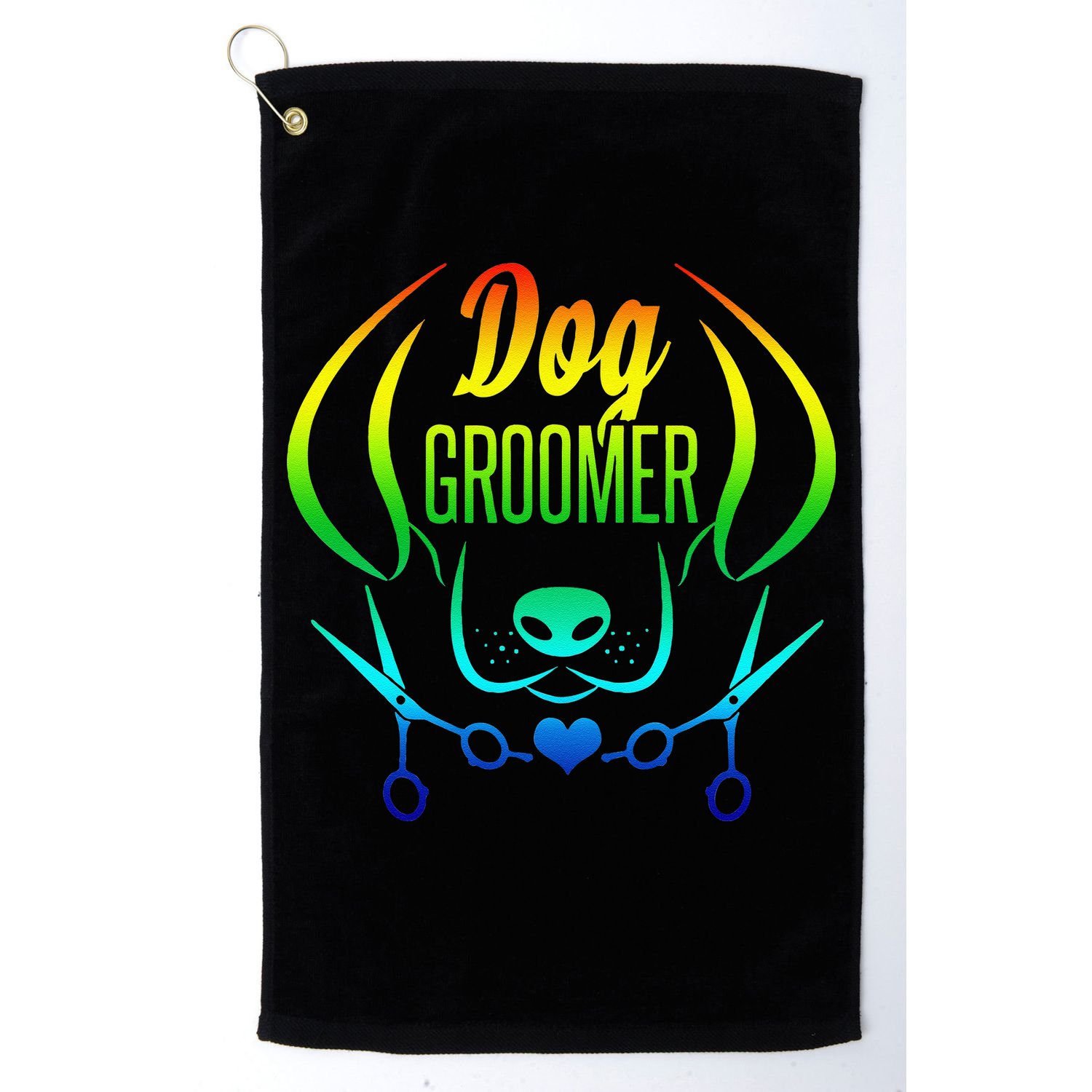 Cute Dog Groomer Rainbow Women Dog Grooming Golf Towel