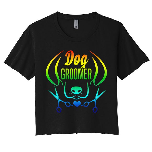 Cute Dog Groomer Rainbow Women Dog Grooming Crop Top