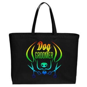 Cute Dog Groomer Rainbow Women Dog Grooming Cotton Canvas Jumbo Tote