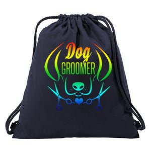 Cute Dog Groomer Rainbow Women Dog Grooming Drawstring Bag