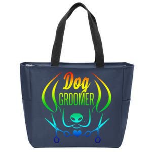 Cute Dog Groomer Rainbow Women Dog Grooming Zip Tote Bag