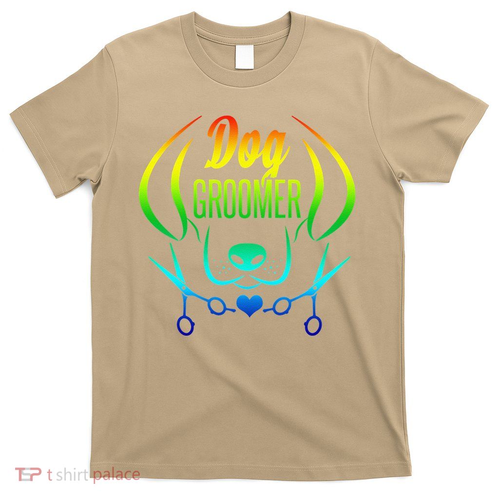 Cute Dog Groomer Rainbow Women Dog Grooming T-Shirt