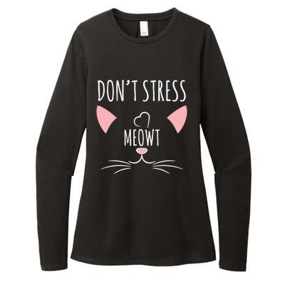 Cat Design Gift Funny Pun Don't Stress Meowt! Gift Womens CVC Long Sleeve Shirt