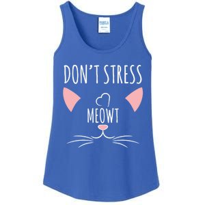 Cat Design Gift Funny Pun Don't Stress Meowt! Gift Ladies Essential Tank