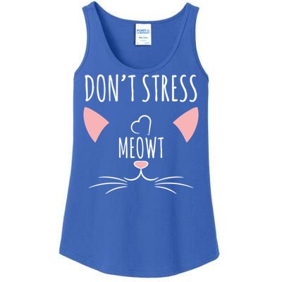 Cat Design Gift Funny Pun Don't Stress Meowt! Gift Ladies Essential Tank