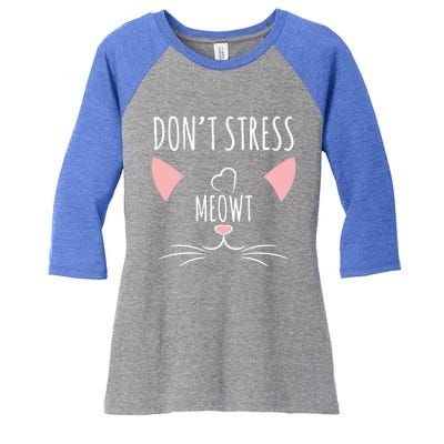 Cat Design Gift Funny Pun Don't Stress Meowt! Gift Women's Tri-Blend 3/4-Sleeve Raglan Shirt