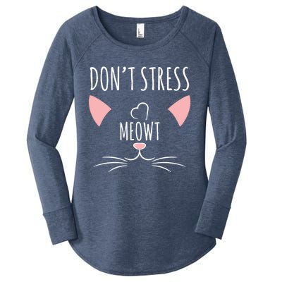 Cat Design Gift Funny Pun Don't Stress Meowt! Gift Women's Perfect Tri Tunic Long Sleeve Shirt