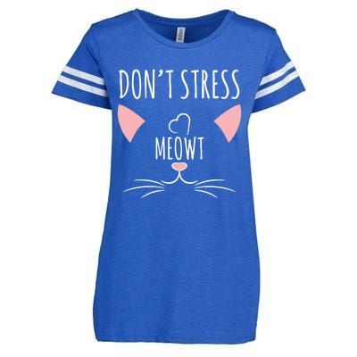 Cat Design Gift Funny Pun Don't Stress Meowt! Gift Enza Ladies Jersey Football T-Shirt