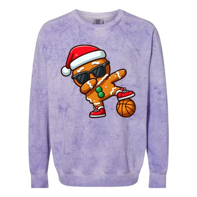 Cool Dabbing Gingerbread Santa Basketball Xmas Cookie Pajama Cool Gift Colorblast Crewneck Sweatshirt