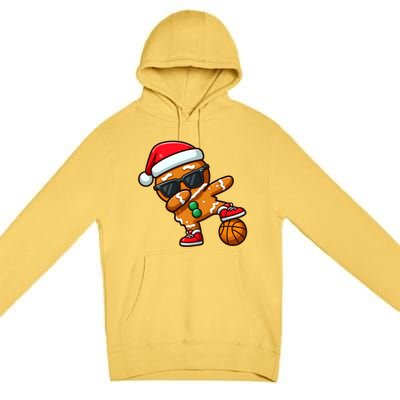 Cool Dabbing Gingerbread Santa Basketball Xmas Cookie Pajama Cool Gift Premium Pullover Hoodie