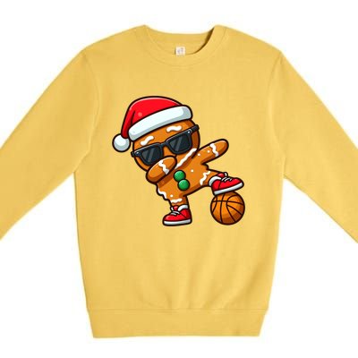 Cool Dabbing Gingerbread Santa Basketball Xmas Cookie Pajama Cool Gift Premium Crewneck Sweatshirt