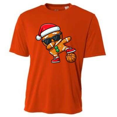 Cool Dabbing Gingerbread Santa Basketball Xmas Cookie Pajama Cool Gift Cooling Performance Crew T-Shirt