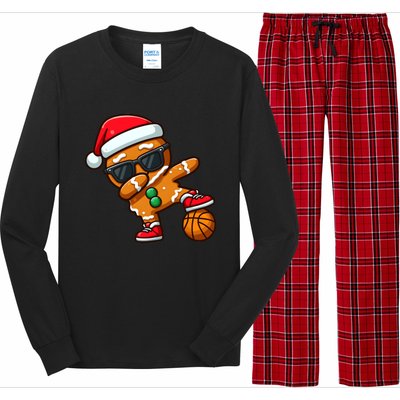 Cool Dabbing Gingerbread Santa Basketball Xmas Cookie Pajama Cool Gift Long Sleeve Pajama Set